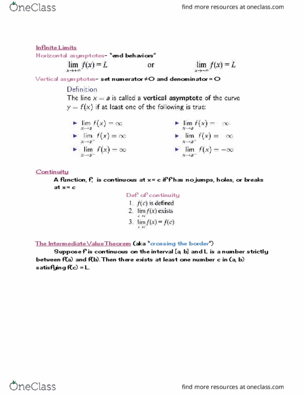 MATH 2A Lecture Notes - Lecture 2: Asymptote, Intermediate Value Theorem thumbnail