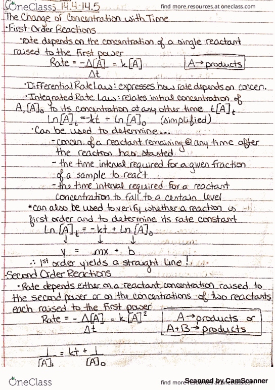 CHE 116 Chapter Notes - Chapter 14.4-14.5: Reaction Rate Constant thumbnail