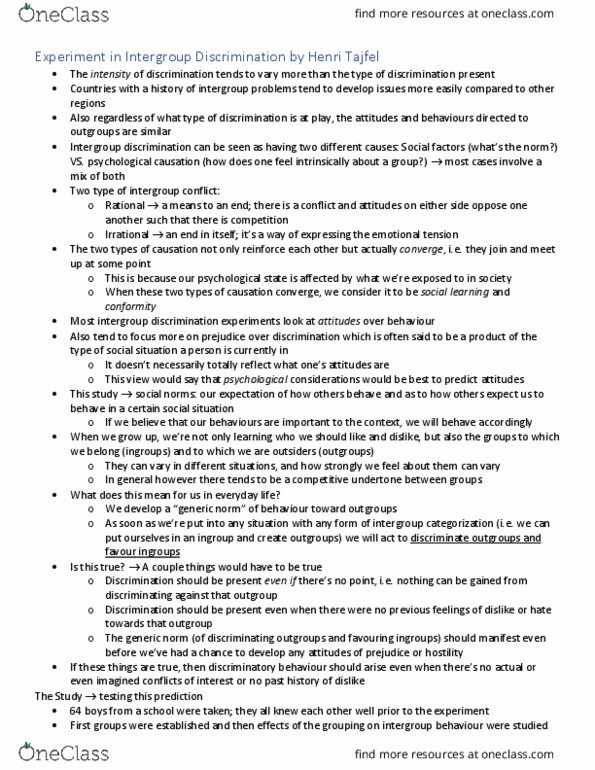 PSY322H1 Chapter Notes - Chapter Week 4: Group Dynamics, Henri Tajfel, Total Internal Reflection thumbnail