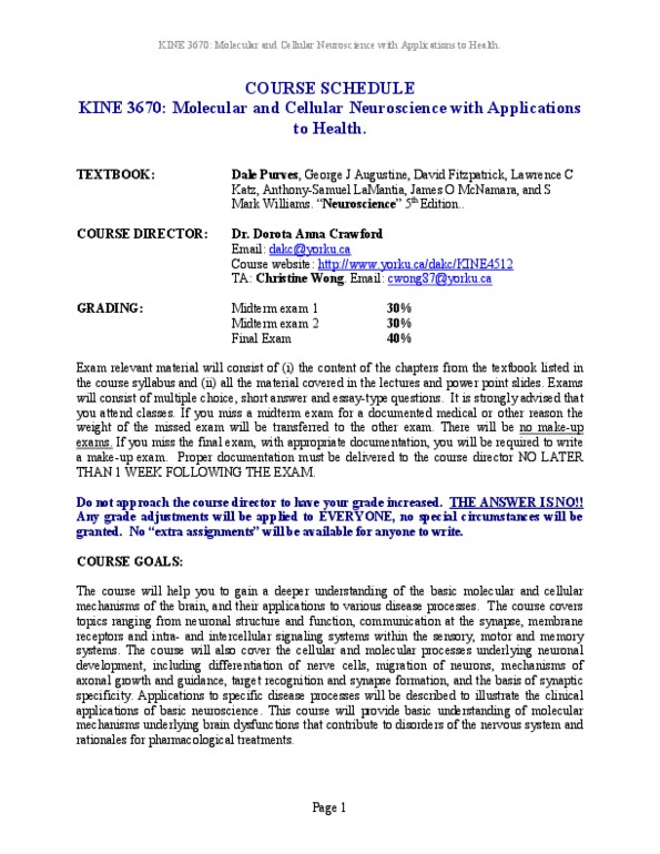 KINE 3670 Lecture : Kine 3670 Course Outline 2013 thumbnail