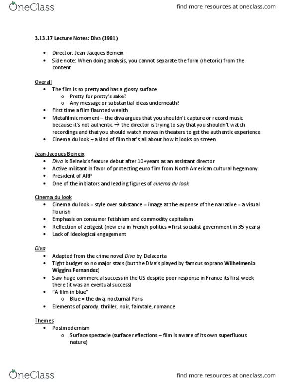 CINE 386 Lecture Notes - Lecture 11: Consumerism, Cinematic Techniques, Rolex thumbnail