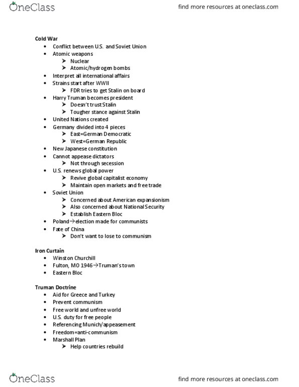 HY 104 Lecture Notes - Lecture 13: Warsaw Pact, Loyalty Program, X Article thumbnail