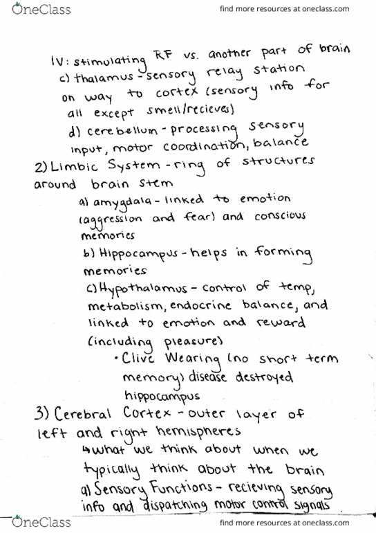 PSY 100 Lecture Notes - Lecture 3: Sympathetic Nervous System, Frontal Lobe, Clive Wearing thumbnail