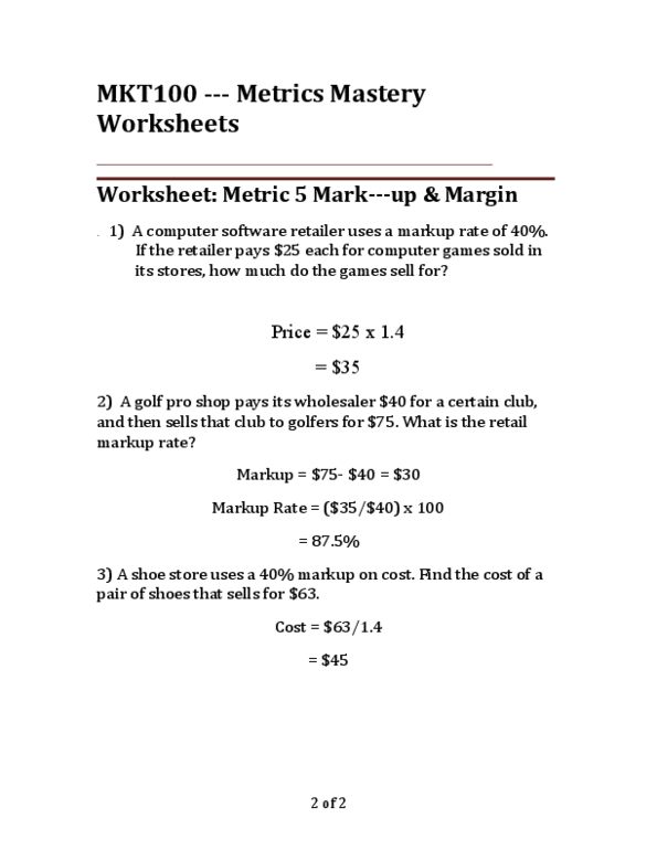 MKT 100 Lecture Notes - Profit Margin thumbnail