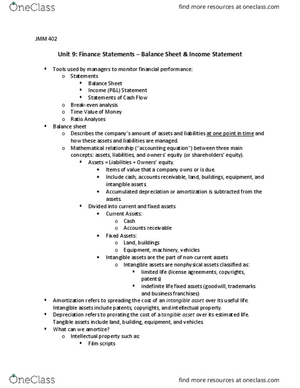 JMM 402 Lecture Notes - Lecture 9: Accounts Payable, Retained Earnings, Investment thumbnail