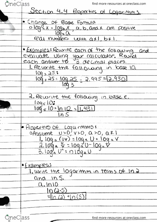 MATH114 Lecture 19: Section 4.4 Properties of Logarithms thumbnail