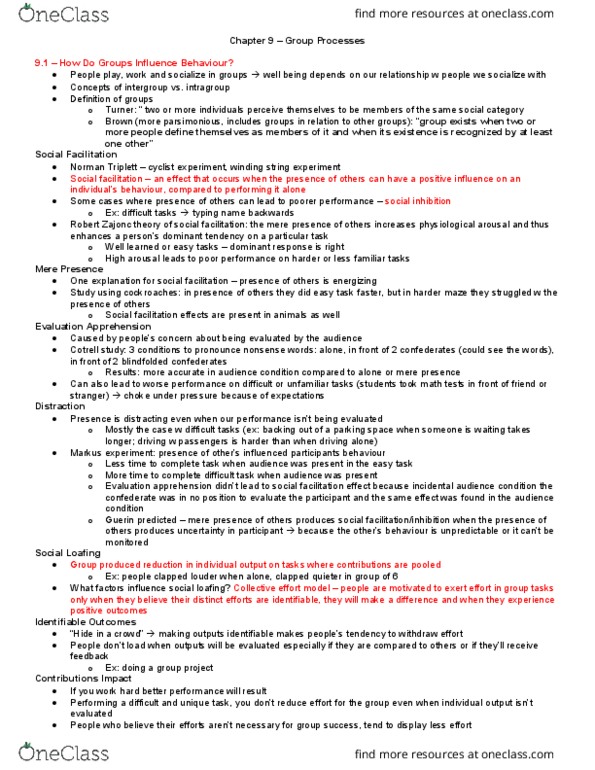 PSYC 2310 Chapter Notes - Chapter 9: Ethnocentrism, Motivation, Social Dilemma thumbnail