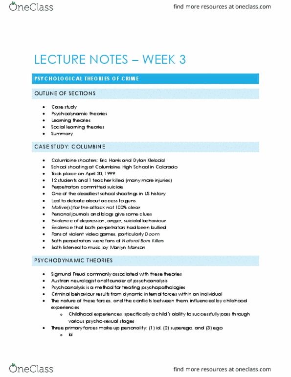 LAWS 3501 Lecture Notes - Lecture 3: Token Economy, Albert Bandura, Reinforcement thumbnail