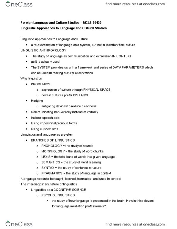 MCLS 30420 Lecture Notes - Lecture 6: Speech Recognition thumbnail