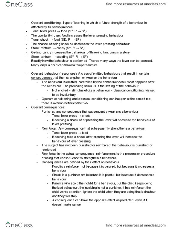 PSYC-281 Lecture Notes - Lecture 6: Applied Behavior Analysis, Tantrum, Reinforcement thumbnail