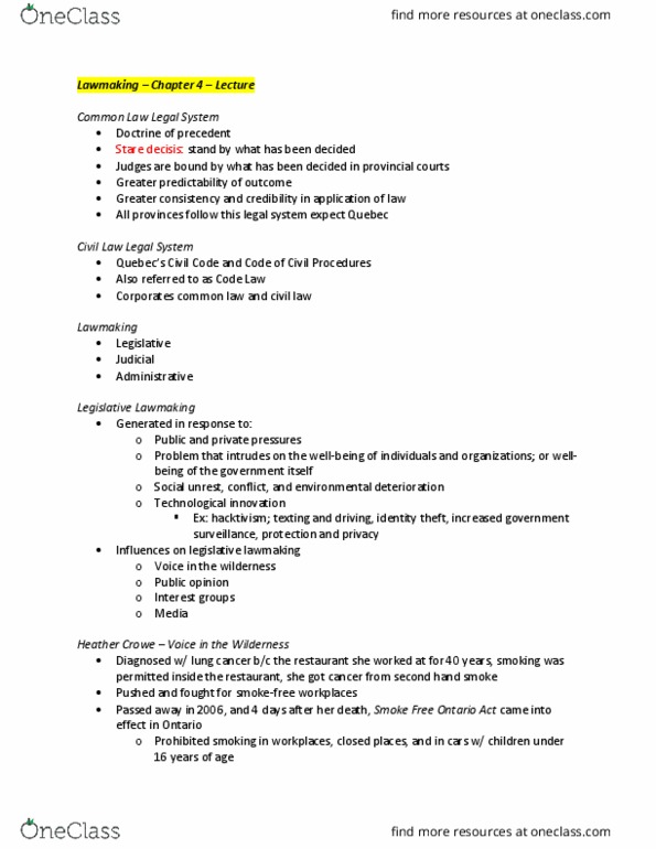 Sociology 2260A/B Lecture Notes - Lecture 4: Mischief Rule, Plain Meaning Rule, Fundamental Justice thumbnail