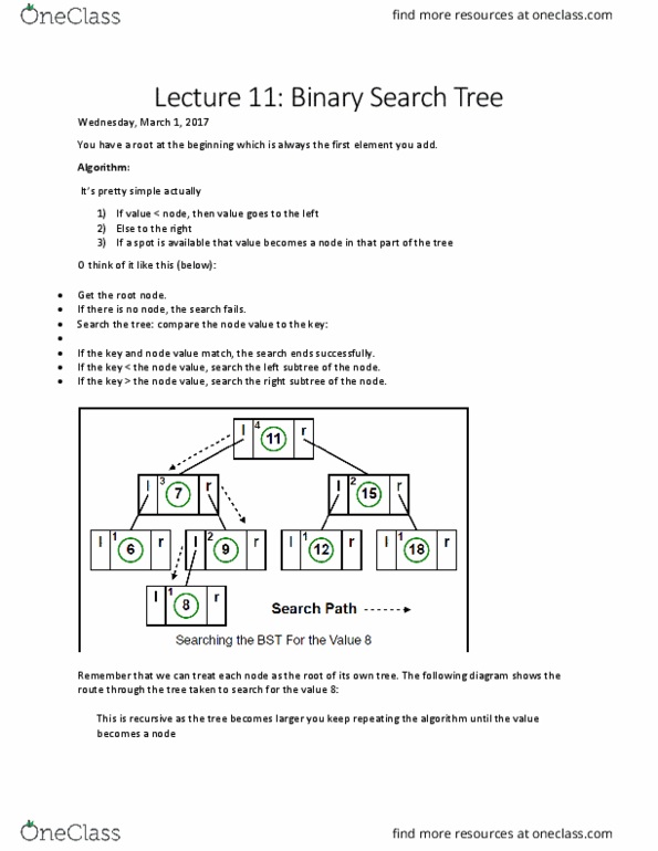 CP114 Lecture Notes - Lecture 11: Init, Binary Tree, The Algorithm thumbnail