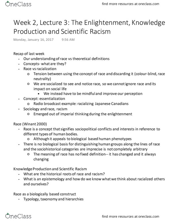 SOCY 235 Lecture Notes - Lecture 3: Color Terminology For Race, Compulsory Sterilization, Heredity thumbnail