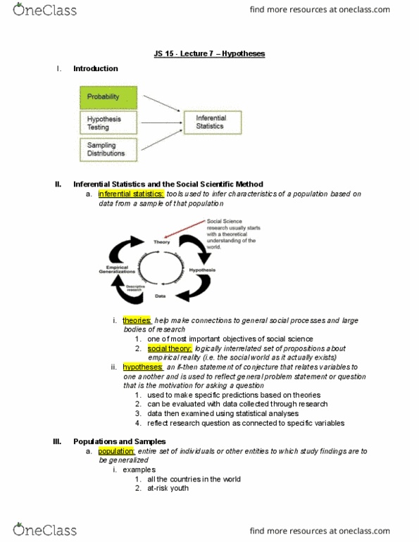 JS 015 Lecture Notes - Lecture 7: Null Hypothesis, Statistical Inference, Stellar Population thumbnail