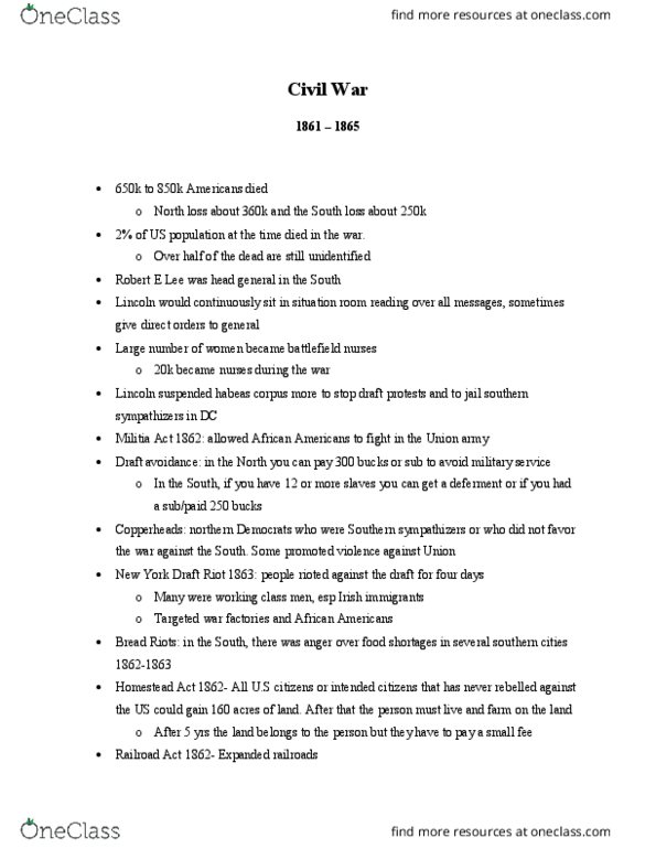HSTAA 105 Lecture Notes - Lecture 20: Chloroform, American Red Cross, Homestead Acts thumbnail