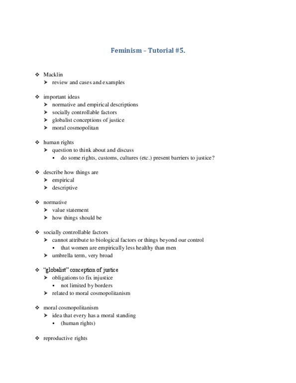 PHLB13H3 Lecture Notes - Moral Relativism, Cultural Imperialism, Reproductive Rights thumbnail