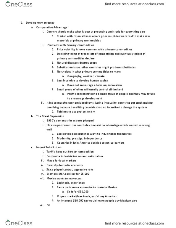 POSC 020 Lecture Notes - Lecture 17: Comparative Advantage, Human Capital, Neoliberalism thumbnail