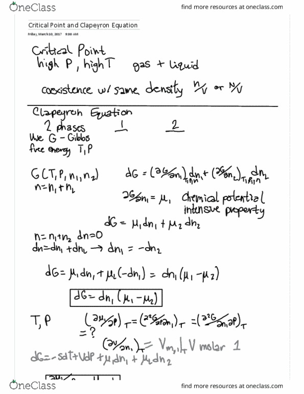 CH 353 Lecture 21: Critical Point and Clapeyron Equation thumbnail
