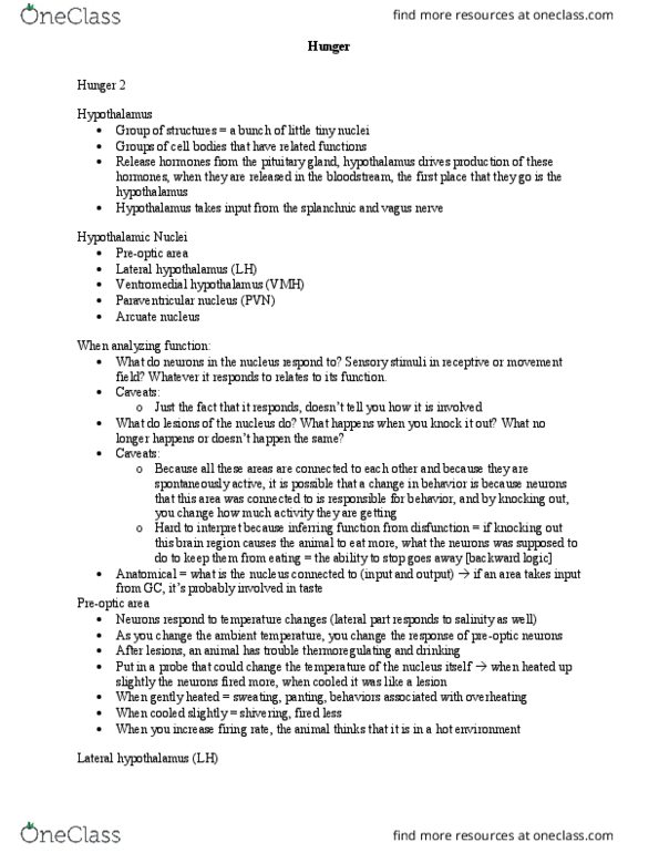 NPSY 11b Lecture Notes - Lecture 14: Neuropeptide Y, Homeostasis, Leptin thumbnail