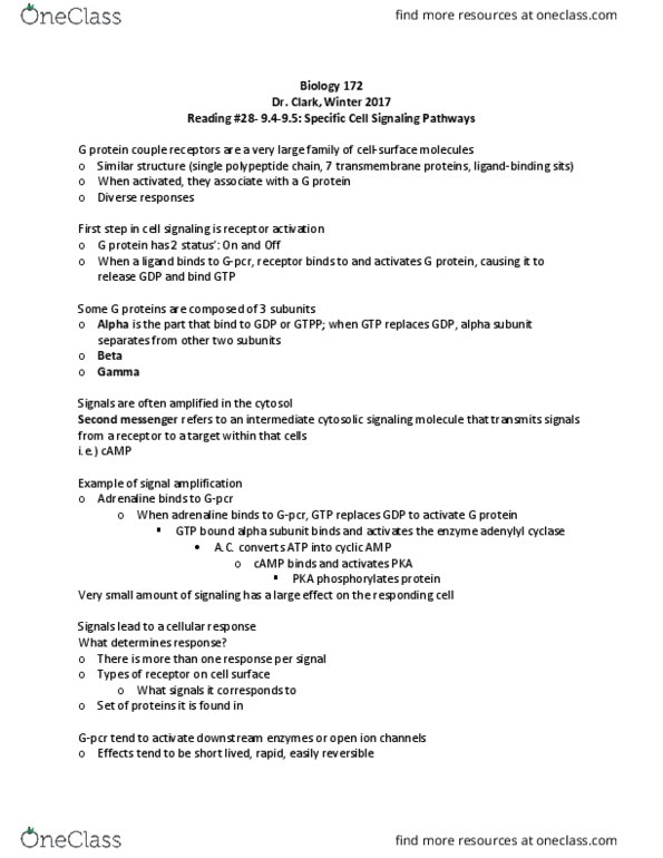 BIOLOGY 172 Chapter Notes - Chapter 9.4-9.5: Overproduction, Growth Factor, Platelet-Derived Growth Factor thumbnail