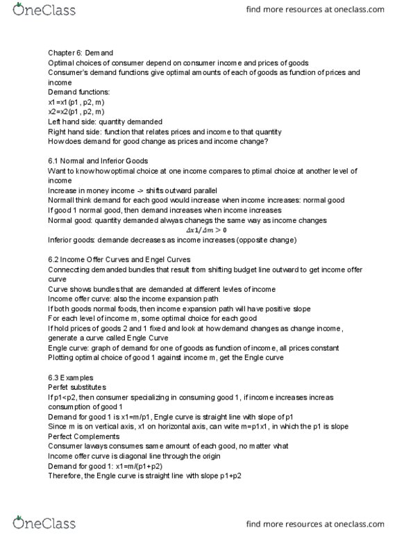 ECON 50 Chapter Notes - Chapter 6: Utility, Complementary Good, Inverse Demand Function thumbnail