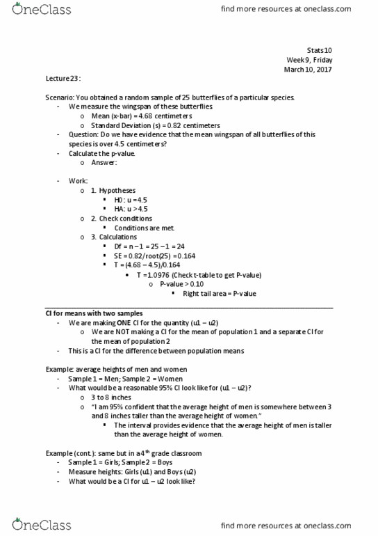STATS 10 Lecture Notes - Lecture 23: Standard Deviation thumbnail