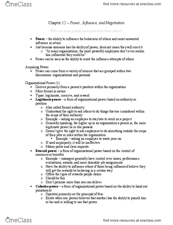 Management and Organizational Studies 2181A/B Chapter Notes - Chapter 12: Alternative Dispute Resolution, Best Alternative To A Negotiated Agreement, Centrality thumbnail
