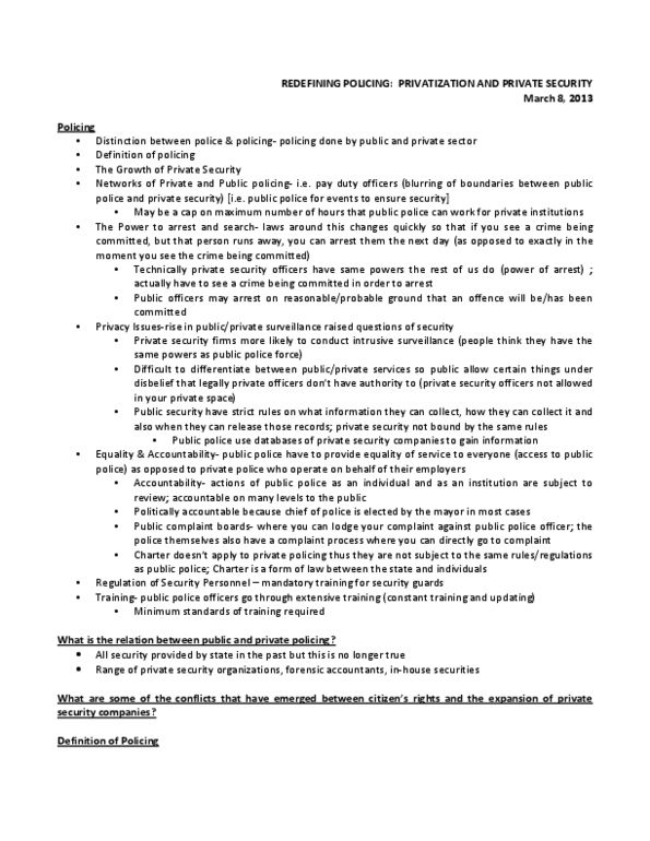 SOC316H5 Lecture Notes - Lecture 7: Exmilitary, Canadian Police Information Centre, Indictable Offence thumbnail