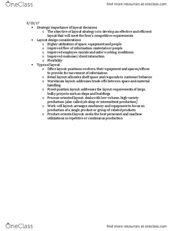 OIM 301 Lecture Notes - Lecture 10: Planogram, Aisle, Job Shop thumbnail