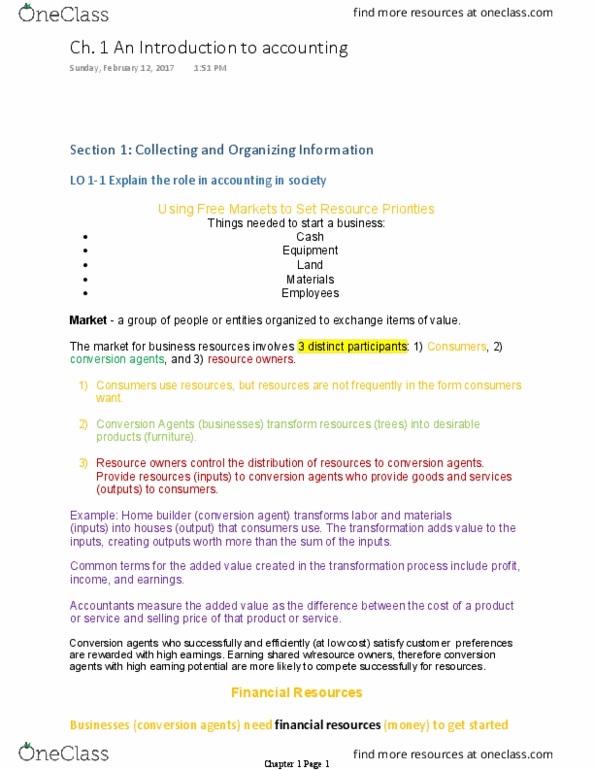 MGMT 113 Chapter Notes - Chapter 1: Accounting Equation, Financial Statement, Retained Earnings thumbnail