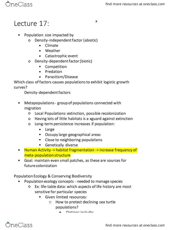 BIO SCI 94 Lecture Notes - Lecture 17: Homo Sapiens, Survivorship Curve, Hominidae thumbnail