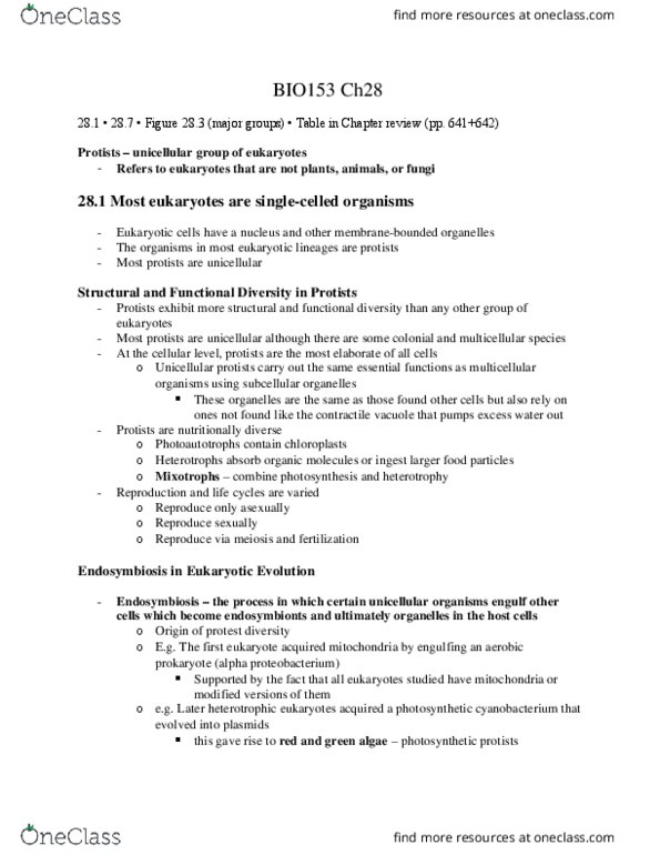 BIO153H5 Chapter Notes - Chapter 28: Dinoflagellate, Global Warming, Archaeplastida thumbnail