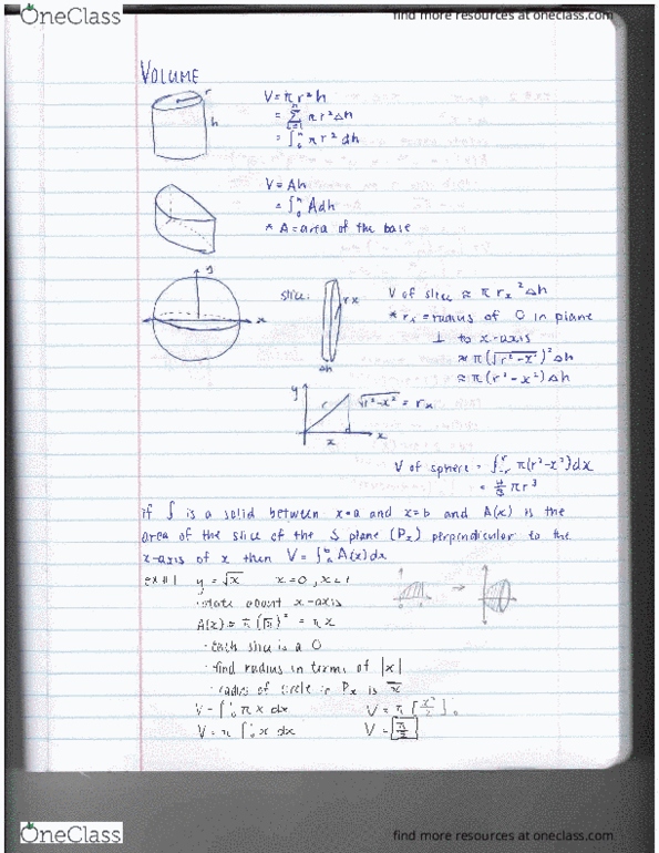 MATH 126 Chapter 7.2: Volumes thumbnail