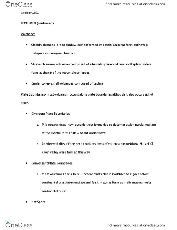 GSCI 1051 Lecture Notes - Lecture 8: Lithosphere, Mid-Ocean Ridge, Igneous Rock thumbnail