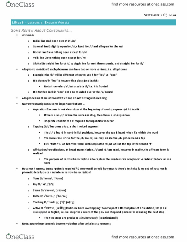 LIN228H1 Lecture Notes - Lecture 3: Joule, Coarticulation, Phoneme thumbnail