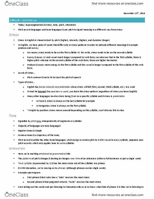 LIN228H1 Lecture Notes - Lecture 10: Vocal Folds, Spectrogram, Relative Pitch thumbnail