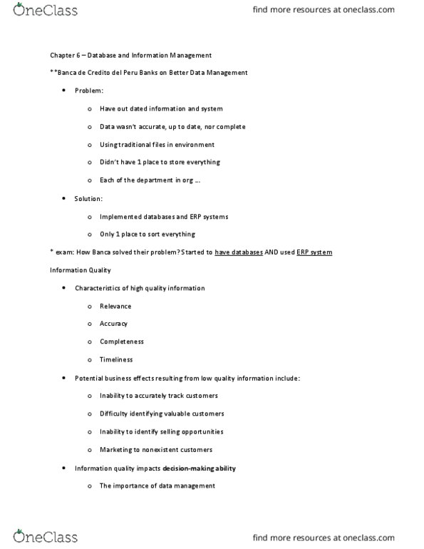 COMMERCE 2KA3 Lecture Notes - Lecture 6: Oracle Exadata, Apache Hadoop, Data Mining thumbnail