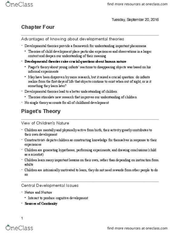 PSY 244 Chapter Notes - Chapter 4: Object Permanence, Cognitive Flexibility, Long-Term Memory thumbnail