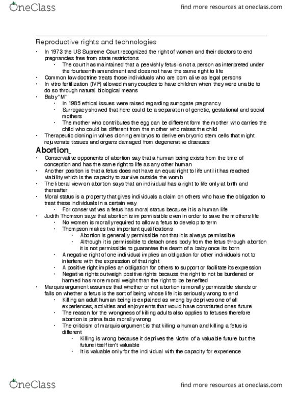 Health Sciences 2610F/G Chapter Notes - Chapter 4: Infant, Judith Jarvis Thomson, Somatic Cell thumbnail