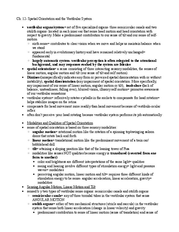 PSYB51H3 Chapter Notes - Chapter 12: Retina, Angular Acceleration, Afferent Nerve Fiber thumbnail