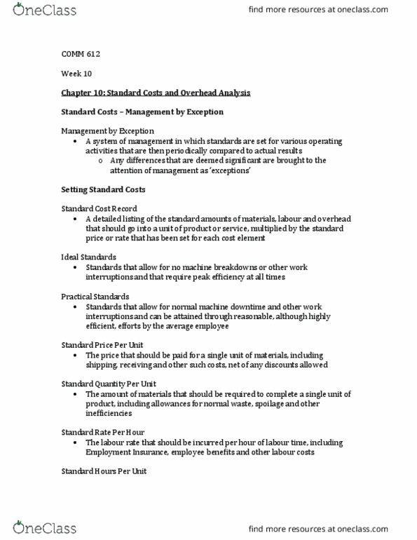 COMM 112 Chapter Notes - Chapter 10: Unemployment Benefits, Statistical Process Control, Standard Cost Accounting thumbnail