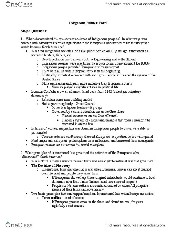 Political Science 2230E Lecture Notes - Lecture 22: East Florida, Participatory Democracy, Canadian Indian Residential School System thumbnail