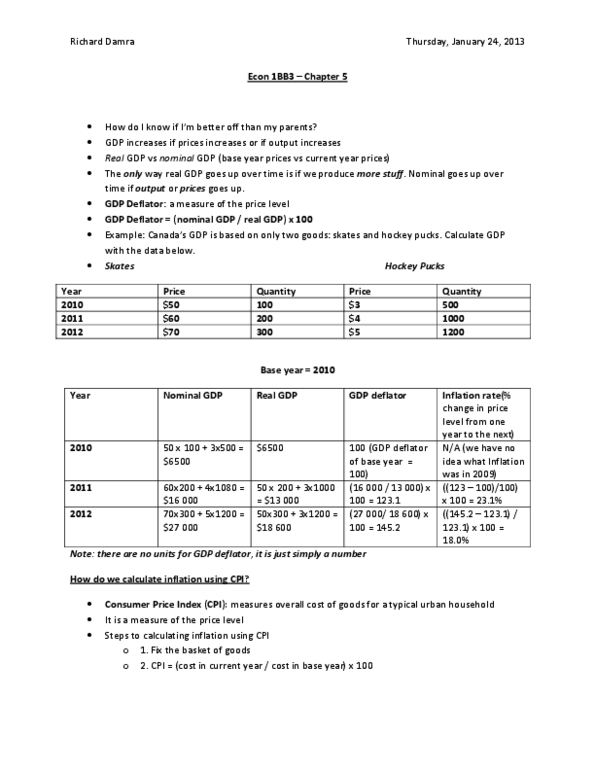 ECON 1BB3 Chapter Notes - Chapter 5: Gdp Deflator thumbnail