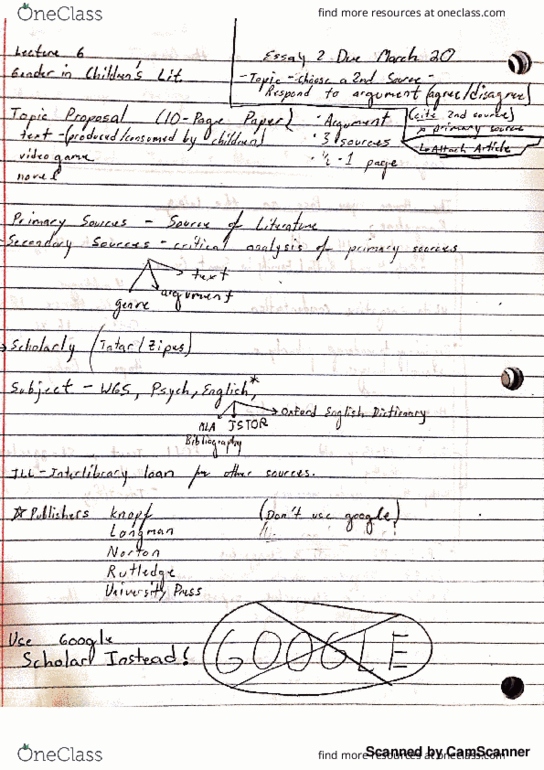 WGS 225 Lecture 6: Gender in Children's Lit Lecture 6 Notes thumbnail