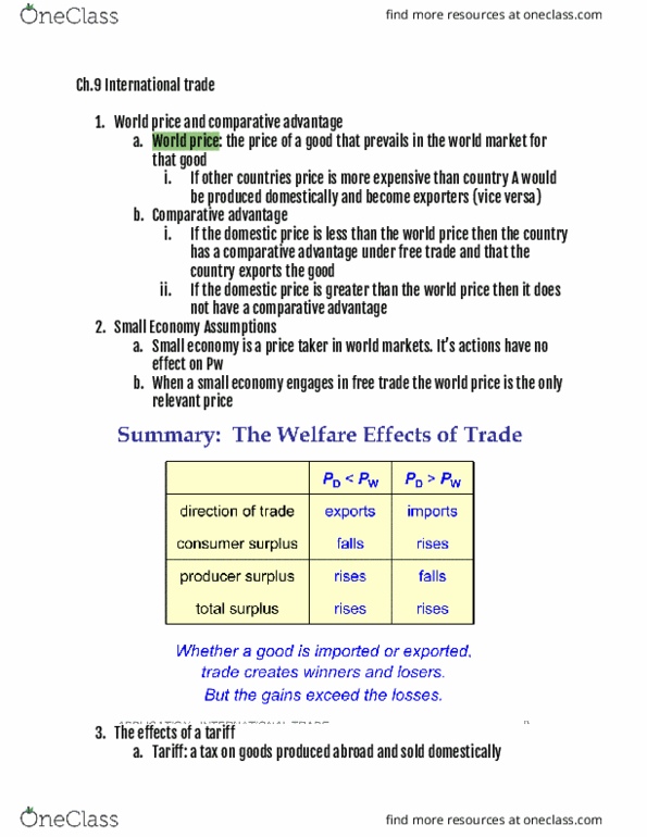 ECON 102 Lecture Notes - Lecture 9: Market Power, International Trade, Comparative Advantage thumbnail