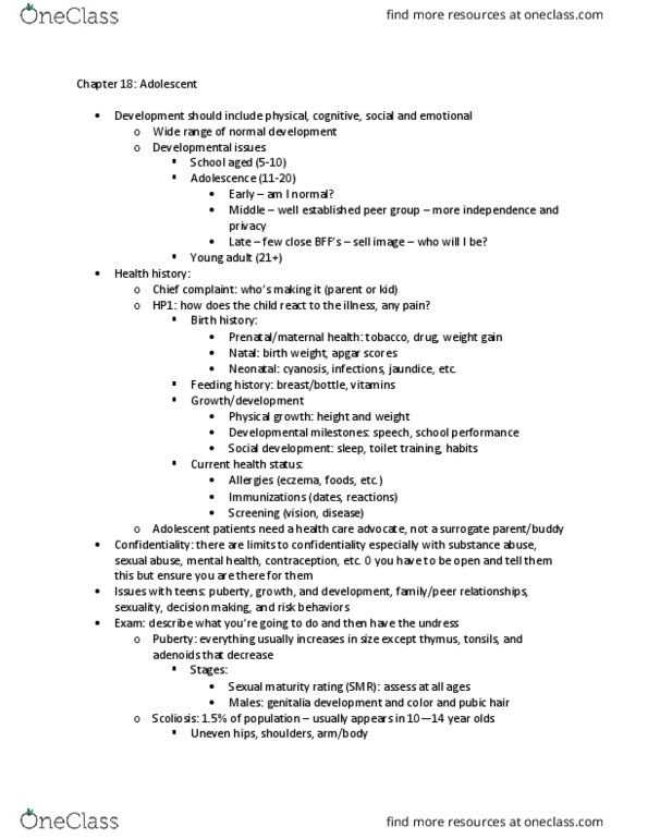 HSCI 201 Lecture Notes - Lecture 11: Birth Weight, Presenting Problem, Toilet Training thumbnail