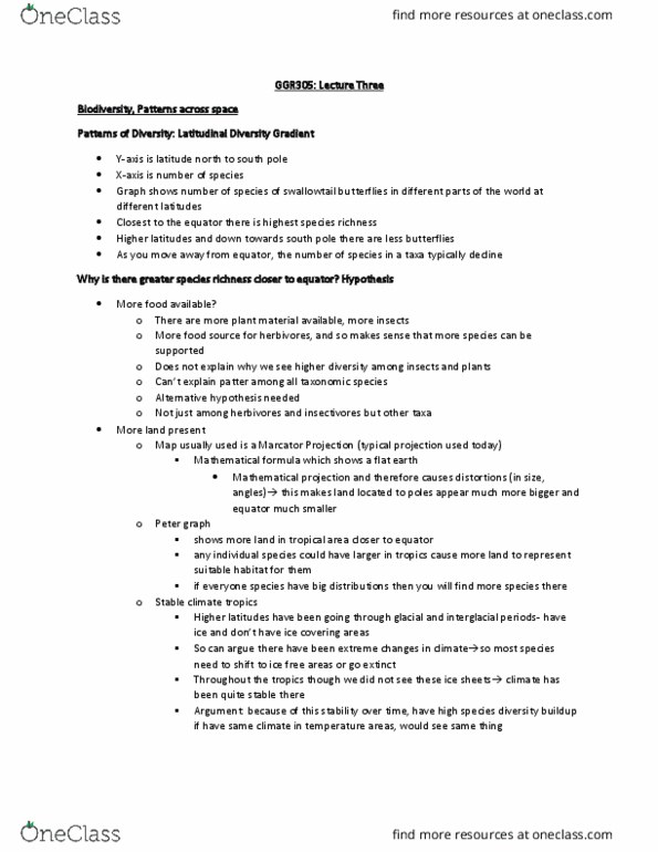 GGR305H5 Lecture Notes - Lecture 3: Species Richness, Flat Earth, Alternative Hypothesis thumbnail