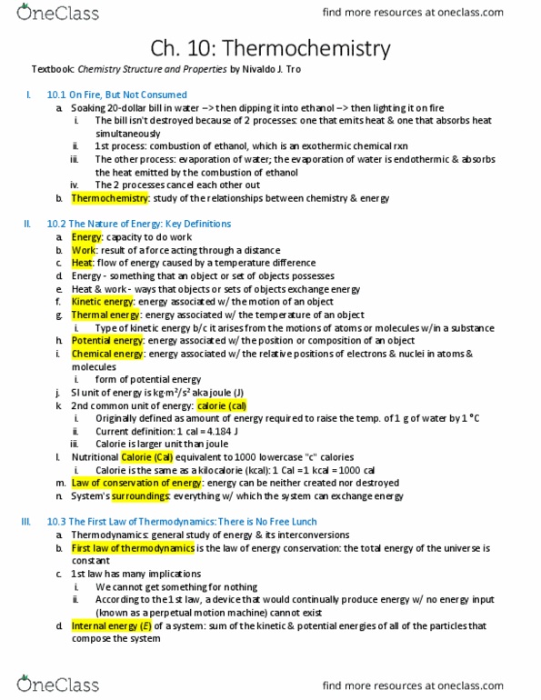 CHEM H2B Chapter 10: Thermochemistry thumbnail