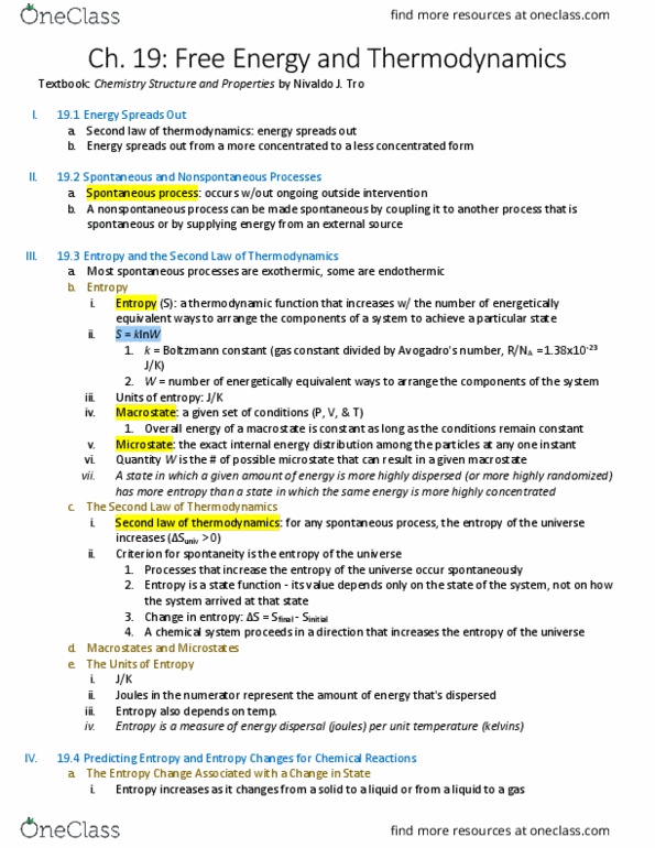 CHEM H2B Chapter Notes - Chapter 19: Partial Pressure, Gas Constant, Unix System Iii thumbnail
