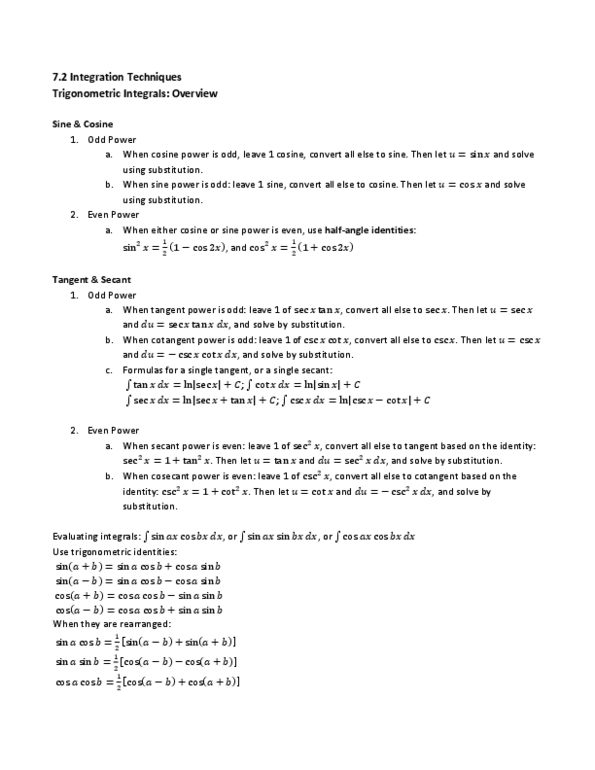 MAT136H1 Lecture Notes - List Of Trigonometric Identities, Trigonometric Functions thumbnail